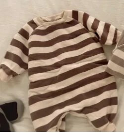 Φθινοπωρινό χειμερινό μωρό Fleece Romper Νεογέννητο Βρέφος Αγόρια Plus Βελούδινο Ριγέ Ολόσωμο Βαμβακερό Μικρό Κορίτσια Χοντρό ζεστό ένα κομμάτι