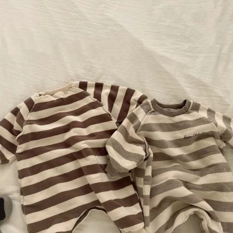 Φθινοπωρινό χειμερινό μωρό Fleece Romper Νεογέννητο Βρέφος Αγόρια Plus Βελούδινο Ριγέ Ολόσωμο Βαμβακερό Μικρό Κορίτσια Χοντρό ζεστό ένα κομμάτι