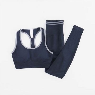 Σετ γιόγκα χωρίς ραφές Γυναικείο Γκρι Γκρι Δύο 2 τμχ Σουτιέν Crop Top Κοκκάκι Αθλητικά Ενδύματα γυμναστικής Γυμναστική Αθλητικά Σετ