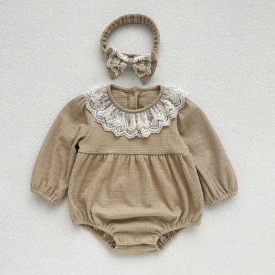 0–2 gadus vecu meiteņu zīdaiņu rudens kombinezons, kokvilnas zīdaiņu kombinezons ar garām piedurknēm