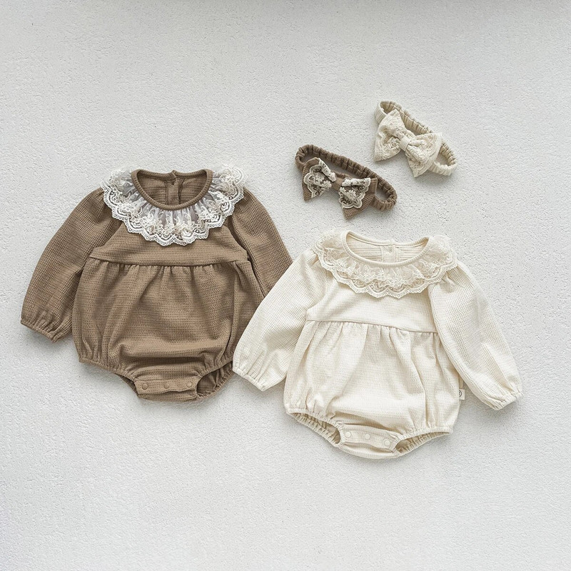 0–2 gadus vecu meiteņu zīdaiņu rudens kombinezons, kokvilnas zīdaiņu kombinezons ar garām piedurknēm