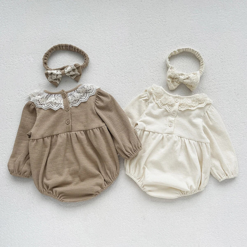 0–2 gadus vecu meiteņu zīdaiņu rudens kombinezons, kokvilnas zīdaiņu kombinezons ar garām piedurknēm