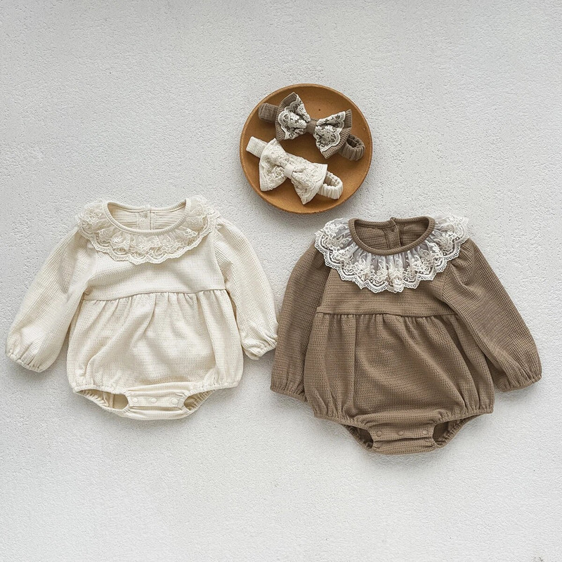 0–2 gadus vecu meiteņu zīdaiņu rudens kombinezons, kokvilnas zīdaiņu kombinezons ar garām piedurknēm