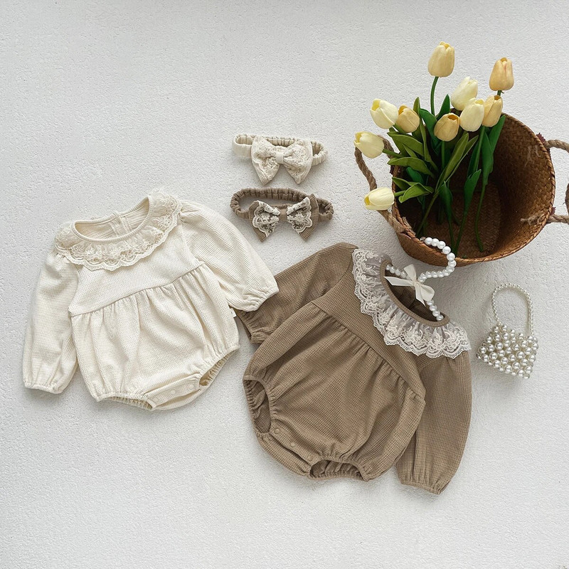 0–2 gadus vecu meiteņu zīdaiņu rudens kombinezons, kokvilnas zīdaiņu kombinezons ar garām piedurknēm