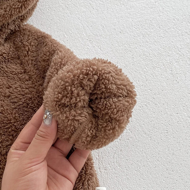 Rudens ziemas zīdaiņa plus samta bodijs ar garām piedurknēm toddler jauks lācis viengabala apģērbs kokvilnas jaundzimušais zēns meitene silts vienkrāsains