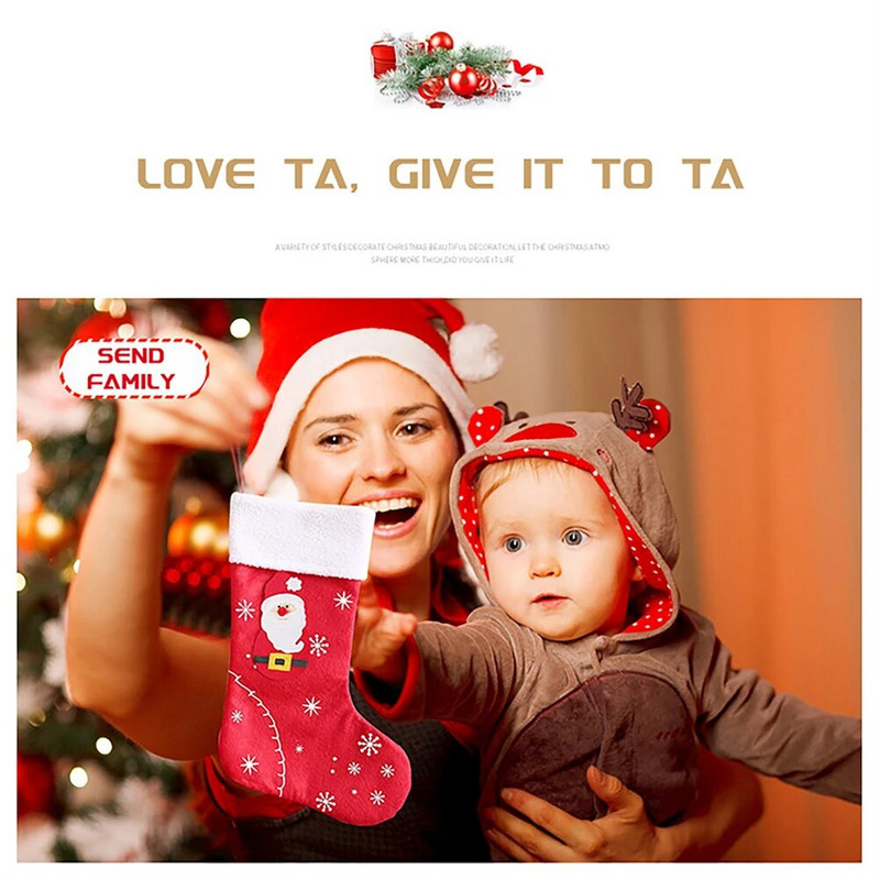 1/3 gab. Ziemassvētku zeķes Audums Ziemassvētku vecītis Zeķes Bērnu konfekšu maisiņš Mājas dekori Sniegavīrs Brieži Ziemassvētku eglītes piekārts rotājums Ziemassvētku dāvanas