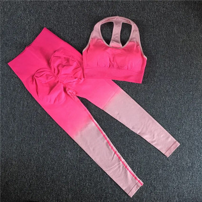 Női sport tornaterem leggings jóga szett Sport melltartó Fitness nyakkendőfesték varrat nélküli leggings edzés Női ruhák Conjunto aktív öltönyök