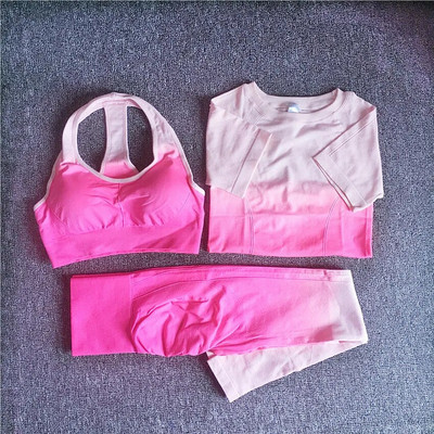 Női sport tornaterem leggings jóga szett Sport melltartó Fitness nyakkendőfesték varrat nélküli leggings edzés Női ruhák Conjunto aktív öltönyök