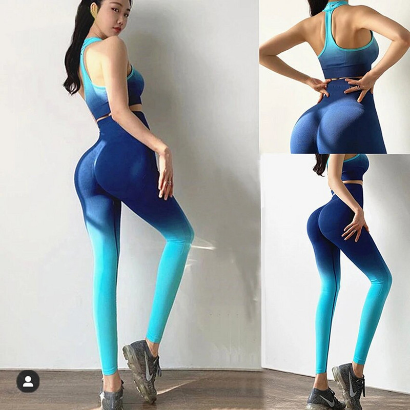 Női sport tornaterem leggings jóga szett Sport melltartó Fitness nyakkendőfesték varrat nélküli leggings edzés Női ruhák Conjunto aktív öltönyök