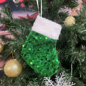 Коледна украса Мънисто Малки чорапи Коледна банна Торбичка за подарък Декорация Висулка Мини Коледна елха Висулка Висяща торбичка за подарък