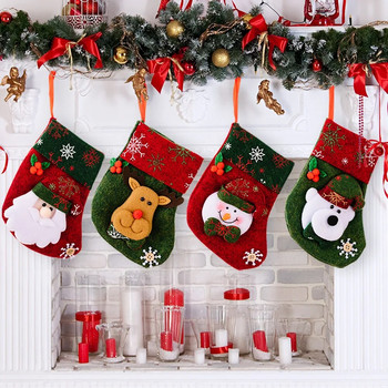 1бр Коледни украси Снежинка Ретро чорапи Карикатура Чорапи за подарък Коледни чорапи Декорации