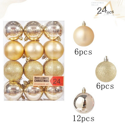 Božićna kuglica od 24 komada Božićni ukrasi Božićno drvce Privjesci Ukrasi za dom Navidad Nova godina 2023. Dekorativni pribor Dodaci