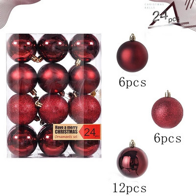 Božićna kuglica od 24 komada Božićni ukrasi Božićno drvce Privjesci Ukrasi za dom Navidad Nova godina 2023. Dekorativni pribor Dodaci