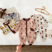 Φθινοπωρινά χειμωνιάτικα ρούχα για νεογέννητο μωρό πλεκτό φόρμα χαριτωμένο κινούμενα σχέδια βρέφη αγόρια κορίτσια Αρκούδα κουνέλι, βαμβακερό πλεκτό, μακρυμάνικο ρόμπα