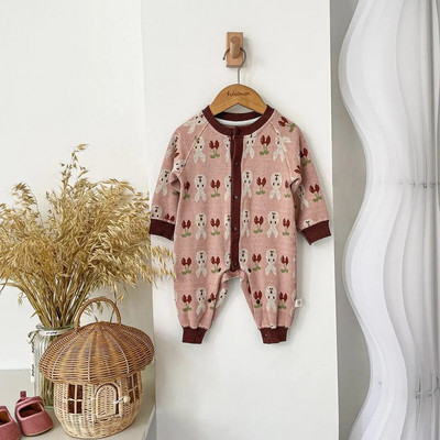 Φθινοπωρινά χειμωνιάτικα ρούχα για νεογέννητο μωρό πλεκτό φόρμα χαριτωμένο κινούμενα σχέδια βρέφη αγόρια κορίτσια Αρκούδα κουνέλι, βαμβακερό πλεκτό, μακρυμάνικο ρόμπα