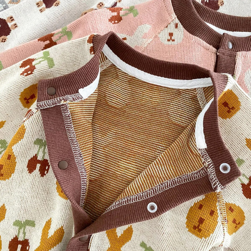 Φθινοπωρινά χειμωνιάτικα ρούχα για νεογέννητο μωρό πλεκτό φόρμα χαριτωμένο κινούμενα σχέδια βρέφη αγόρια κορίτσια Αρκούδα κουνέλι, βαμβακερό πλεκτό, μακρυμάνικο ρόμπα