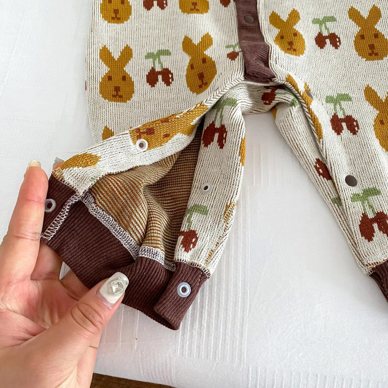 Φθινοπωρινά χειμωνιάτικα ρούχα για νεογέννητο μωρό πλεκτό φόρμα χαριτωμένο κινούμενα σχέδια βρέφη αγόρια κορίτσια Αρκούδα κουνέλι, βαμβακερό πλεκτό, μακρυμάνικο ρόμπα