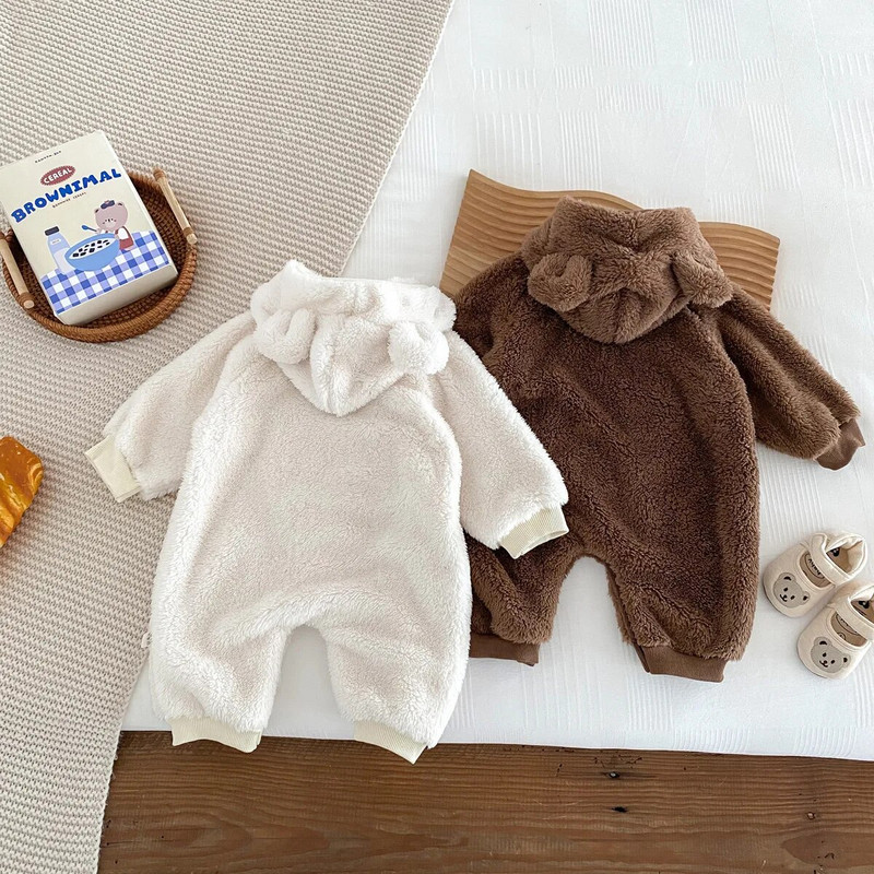 Zimske korejske dječje štrample od flisa, topli kombinezon za dječake, crtani kombinezon za djevojčice, topla kombinezona s kapuljačom i džepom od kašmira