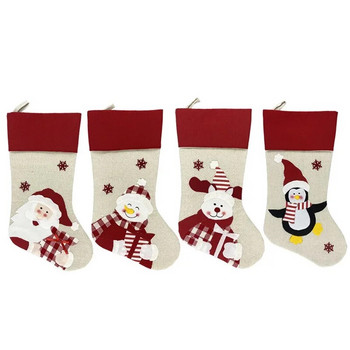 Сладки коледни чорапи Дядо Коледа Елк Снежен човек Торбичка с подаръци за бонбони Гора, Ботуши за кукли на старец, Домашна Коледа, Камина, Аксесоар за парти