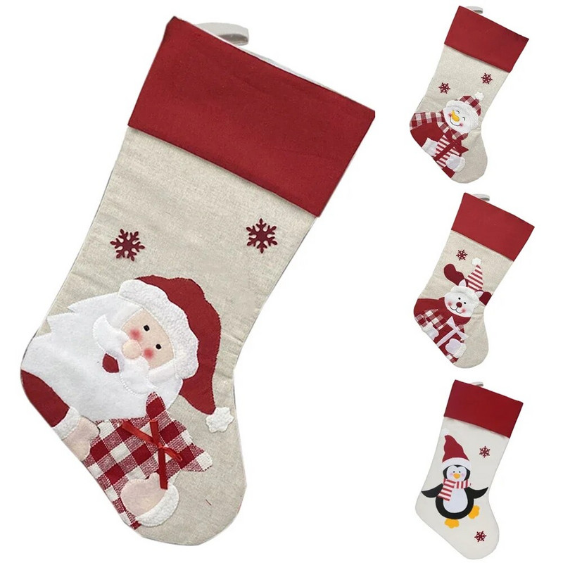Slatke božićne čarape Djed Mraz Elk Snjegović Vrećica za slatkiše Šuma, čizme za lutke starca, kućni Božić, kamin, dodatak za zabavu