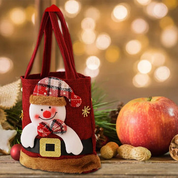 Коледна украса Карикатура Дядо Коледа Снежен човек Лос Торбичка за подаръци Весела Коледа Декор Детска торбичка за подаръци Торбичка за бонбони Коледна дамска чанта