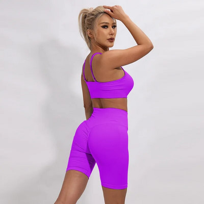 Ženski sportski set Joga kratke hlače Sportska odjeća za vježbanje Ljetni sportski grudnjak i kratki dvodijelni kompleti Odijelo za teretanu Odjeća za fitness Ženska trenerka