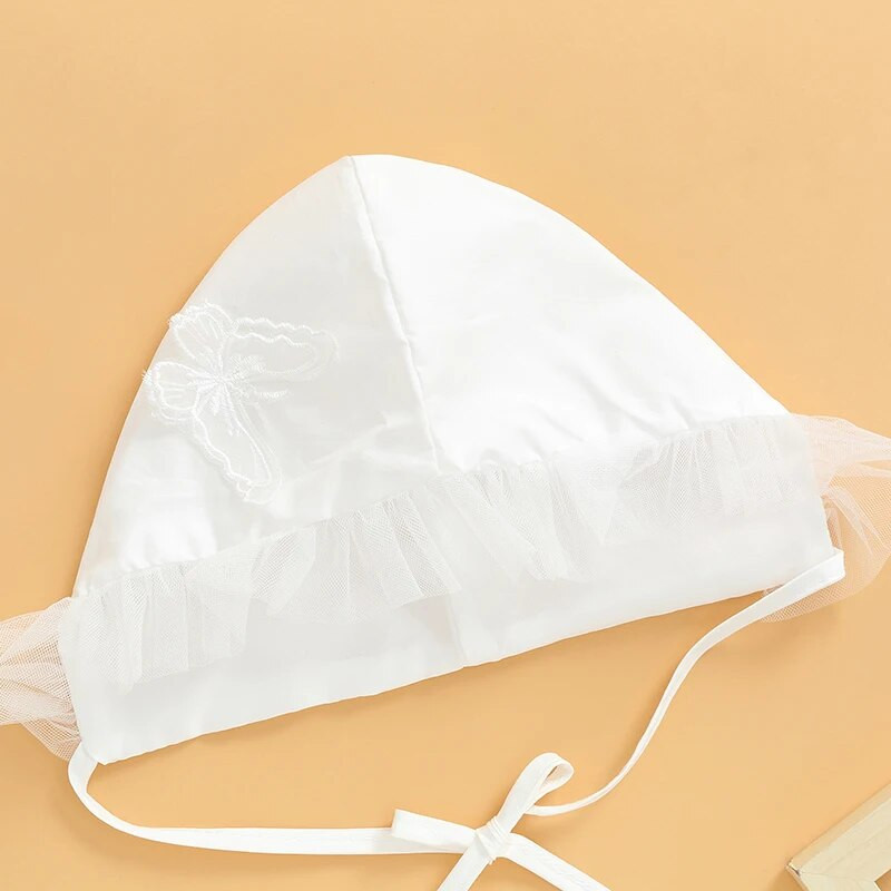 Listenwind 0-2Y Baby Girl 2-daļīgs apģērbs ar garām piedurknēm, crew kakla tauriņš, tilla raibs A-line kleita ar cepures krišanas tērpu