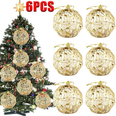 6PCS Božićno božićno drvce Zlatne kuglice Viseći ukrasi za zabavu Navidad zlatna božićna kuglica s ljuskama