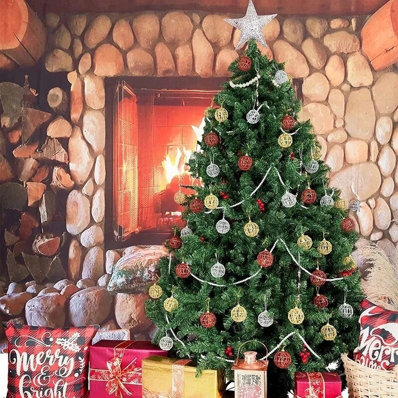 Χριστουγεννιάτικο χριστουγεννιάτικο δέντρο 6 τεμάχια χρυσή μπάλα μπιχλιμπίδια Κρεμαστό στολίδι για πάρτι Navidad Χρυσόσκονη Χριστουγεννιάτικη Μπάλα με Ζυγαριά