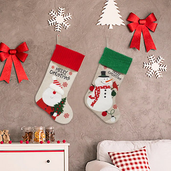 1PC Голям коледен чорап за бонбони Коледна елха Висящ старец Снежен човек Лос Подаръчна торбичка Украса за дома Коледен подарък
