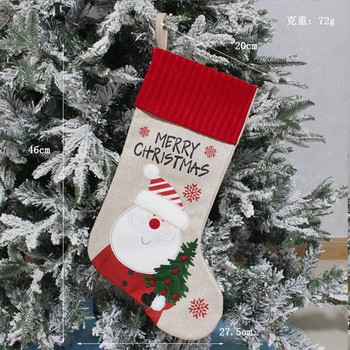 1PC Голям коледен чорап за бонбони Коледна елха Висящ старец Снежен човек Лос Подаръчна торбичка Украса за дома Коледен подарък