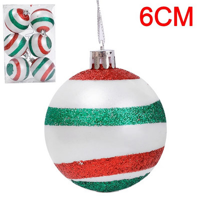 6PCS Božićne kuglice Crveno Zeleno Bijelo Božićni ukrasi za drvce Lopta Nova godina Navidad Viseći privjesak Blagdanski ukrasi za kućne zabave