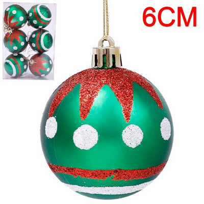 6PCS Božićne kuglice Crveno Zeleno Bijelo Božićni ukrasi za drvce Lopta Nova godina Navidad Viseći privjesak Blagdanski ukrasi za kućne zabave