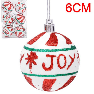 6PCS Božićne kuglice Crveno Zeleno Bijelo Božićni ukrasi za drvce Lopta Nova godina Navidad Viseći privjesak Blagdanski ukrasi za kućne zabave