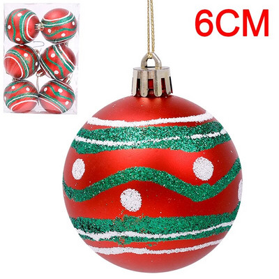 6PCS Božićne kuglice Crveno Zeleno Bijelo Božićni ukrasi za drvce Lopta Nova godina Navidad Viseći privjesak Blagdanski ukrasi za kućne zabave