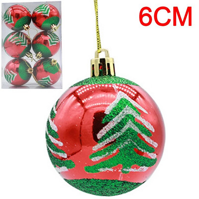 6PCS Božićne kuglice Crveno Zeleno Bijelo Božićni ukrasi za drvce Lopta Nova godina Navidad Viseći privjesak Blagdanski ukrasi za kućne zabave