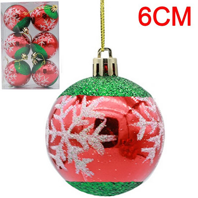 6PCS Božićne kuglice Crveno Zeleno Bijelo Božićni ukrasi za drvce Lopta Nova godina Navidad Viseći privjesak Blagdanski ukrasi za kućne zabave