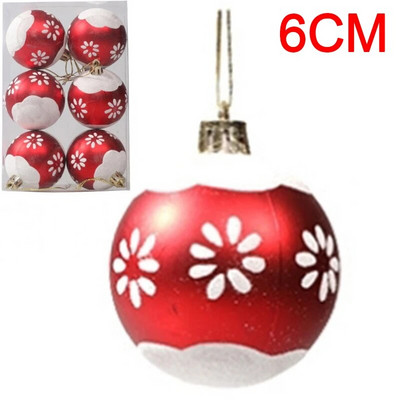 6PCS Božićne kuglice Crveno Zeleno Bijelo Božićni ukrasi za drvce Lopta Nova godina Navidad Viseći privjesak Blagdanski ukrasi za kućne zabave