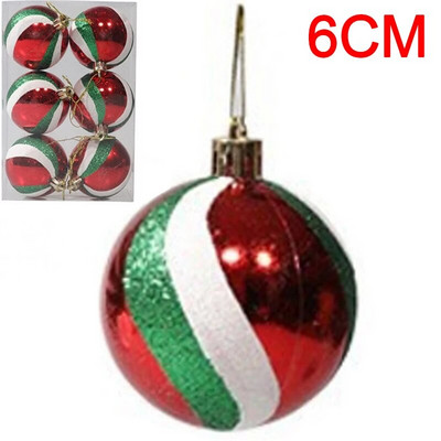 6PCS Božićne kuglice Crveno Zeleno Bijelo Božićni ukrasi za drvce Lopta Nova godina Navidad Viseći privjesak Blagdanski ukrasi za kućne zabave