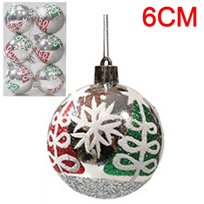 6PCS Božićne kuglice Crveno Zeleno Bijelo Božićni ukrasi za drvce Lopta Nova godina Navidad Viseći privjesak Blagdanski ukrasi za kućne zabave