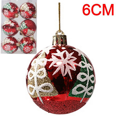 6PCS Božićne kuglice Crveno Zeleno Bijelo Božićni ukrasi za drvce Lopta Nova godina Navidad Viseći privjesak Blagdanski ukrasi za kućne zabave