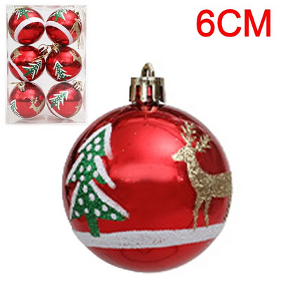 6PCS Božićne kuglice Crveno Zeleno Bijelo Božićni ukrasi za drvce Lopta Nova godina Navidad Viseći privjesak Blagdanski ukrasi za kućne zabave