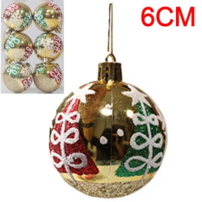 6PCS Božićne kuglice Crveno Zeleno Bijelo Božićni ukrasi za drvce Lopta Nova godina Navidad Viseći privjesak Blagdanski ukrasi za kućne zabave