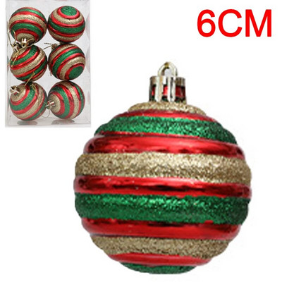 6PCS Božićne kuglice Crveno Zeleno Bijelo Božićni ukrasi za drvce Lopta Nova godina Navidad Viseći privjesak Blagdanski ukrasi za kućne zabave