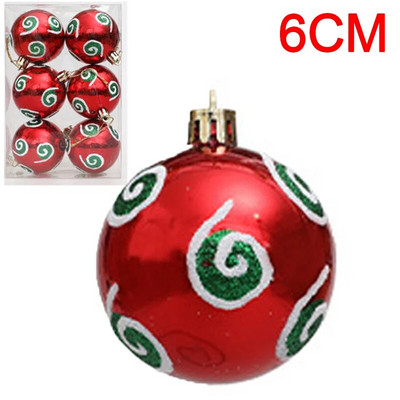 6PCS Božićne kuglice Crveno Zeleno Bijelo Božićni ukrasi za drvce Lopta Nova godina Navidad Viseći privjesak Blagdanski ukrasi za kućne zabave