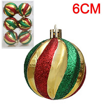 6PCS Božićne kuglice Crveno Zeleno Bijelo Božićni ukrasi za drvce Lopta Nova godina Navidad Viseći privjesak Blagdanski ukrasi za kućne zabave