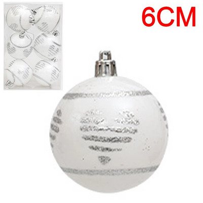 6PCS Božićne kuglice Crveno Zeleno Bijelo Božićni ukrasi za drvce Lopta Nova godina Navidad Viseći privjesak Blagdanski ukrasi za kućne zabave