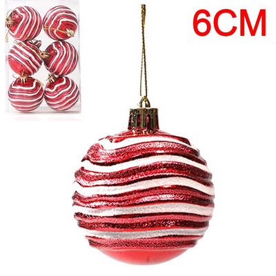 6PCS Božićne kuglice Crveno Zeleno Bijelo Božićni ukrasi za drvce Lopta Nova godina Navidad Viseći privjesak Blagdanski ukrasi za kućne zabave