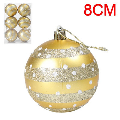 6PCS Božićne kuglice Crveno Zeleno Bijelo Božićni ukrasi za drvce Lopta Nova godina Navidad Viseći privjesak Blagdanski ukrasi za kućne zabave