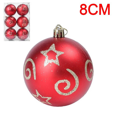 6PCS Božićne kuglice Crveno Zeleno Bijelo Božićni ukrasi za drvce Lopta Nova godina Navidad Viseći privjesak Blagdanski ukrasi za kućne zabave